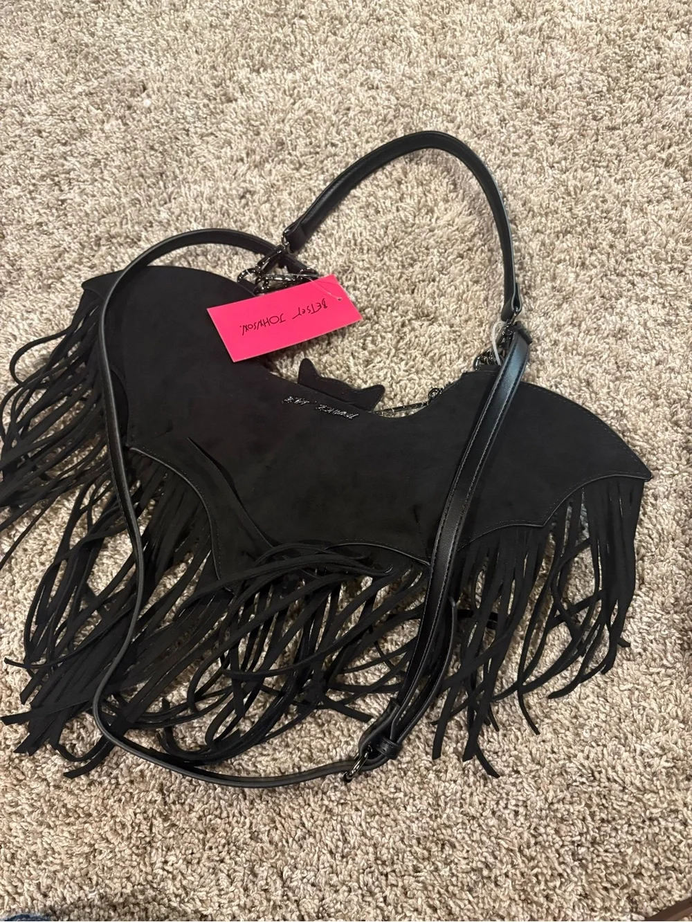 NWT Betsey Johnson Halloween Bat fringe bag  Crossbody Bag Ju XOBAT Black